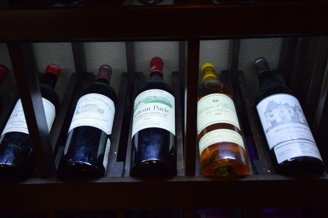 Wine cellar lights provide convenience.